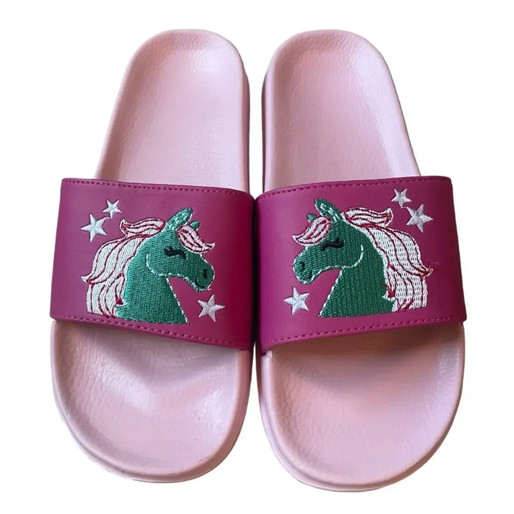 Hatley Playful Horses‎ Slide Sandals Size 3 NWT